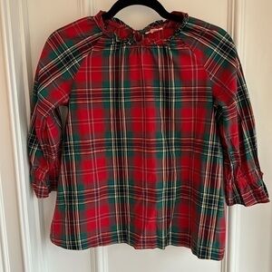 🎄EUC Crewcuts holiday Christmas plaid top - Size 12